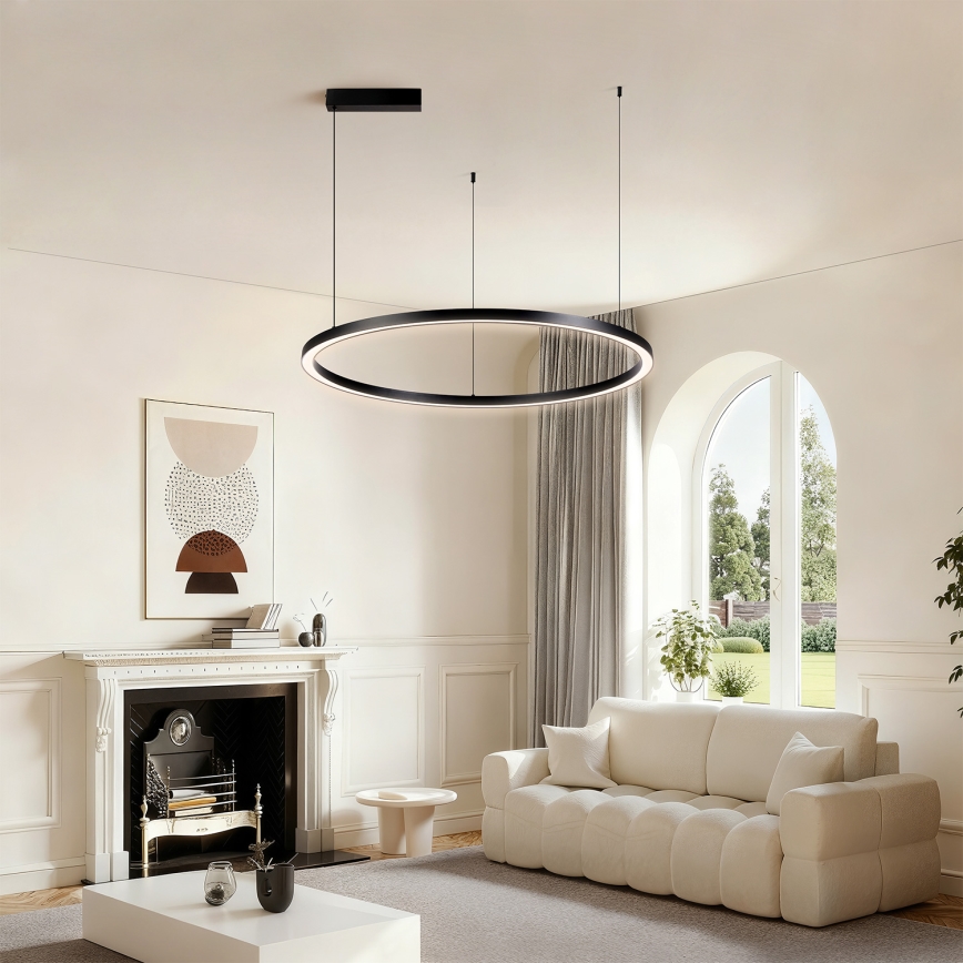 Brilagi - Dimeriuojamas LED pakabinamas šviestuvas ant troselio PORTOFINO LED/60W/230V 3000-6000K skersmuo 80 cm juodas + nuotolinis valdymas