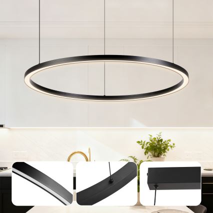 Brilagi - Dimeriuojamas LED pakabinamas šviestuvas ant troselio PORTOFINO LED/60W/230V 3000-6000K skersmuo 80 cm juodas + nuotolinis valdymas