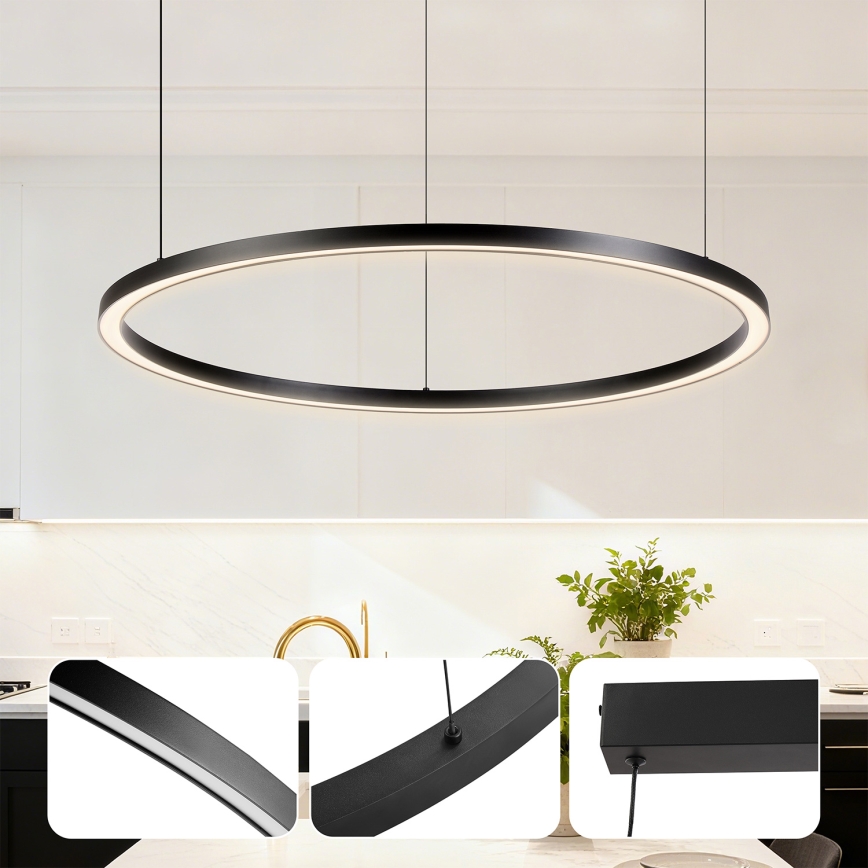 Brilagi - Dimeriuojamas LED pakabinamas šviestuvas ant troselio PORTOFINO LED/60W/230V 3000-6000K skersmuo 80 cm juodas + nuotolinis valdymas