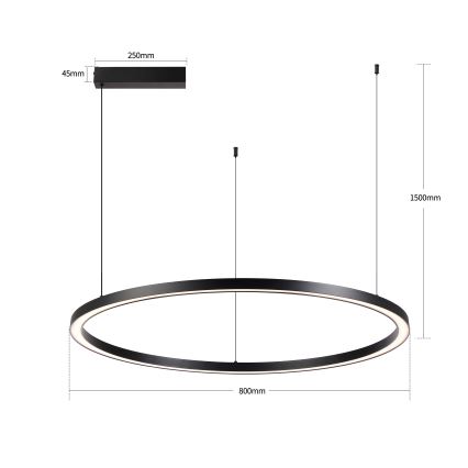 Brilagi - Dimeriuojamas LED pakabinamas šviestuvas ant troselio PORTOFINO LED/60W/230V 3000-6000K skersmuo 80 cm juodas + nuotolinis valdymas
