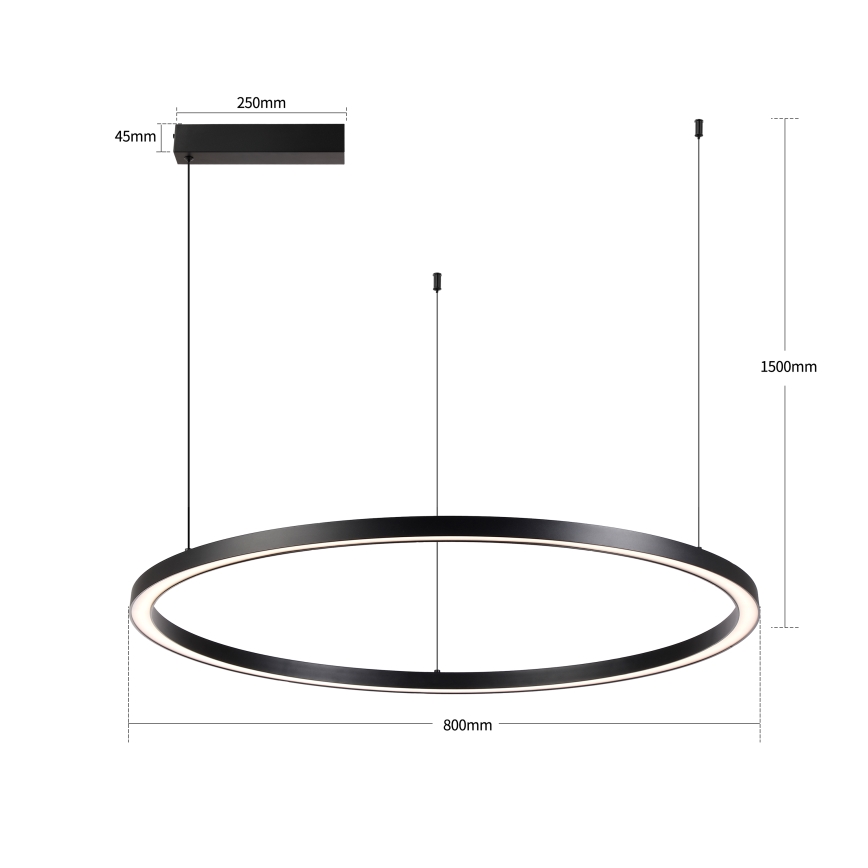 Brilagi - Dimeriuojamas LED pakabinamas šviestuvas ant troselio PORTOFINO LED/60W/230V 3000-6000K skersmuo 80 cm juodas + nuotolinis valdymas