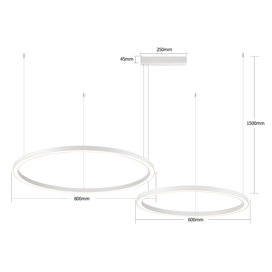 Brilagi - PORTOFINO LED dimeriuojamas pakabinamas šviestuvas ant laido LED/98W/230V 3000-6000K balta + nuotolinis valdymas