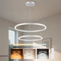 Brilagi - reguliuojama LED liustra ant troselio PORTOFINO LED/98W/230V 3000–6000K skersmuo 80 cm sidabrinė + nuotolinis valdymas