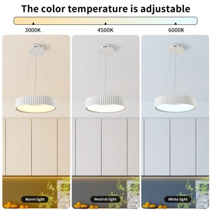 BRILAGI - Dimeriuojamas pakabinamas šviestuvas su laidu FALCON MODERN LED/30W/230V 3000-6000K skers. 40 cm balta + nuotolinis valdymas