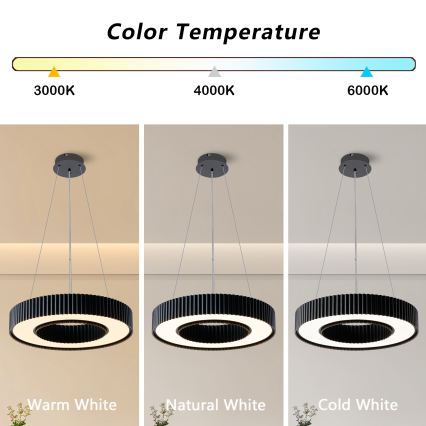 Brilagi - dimeriuojama LED liustra ant laido LUMIX LED/48W/230V 3000-6000K juoda Ø 50 cm + su nuotoliniu pultu