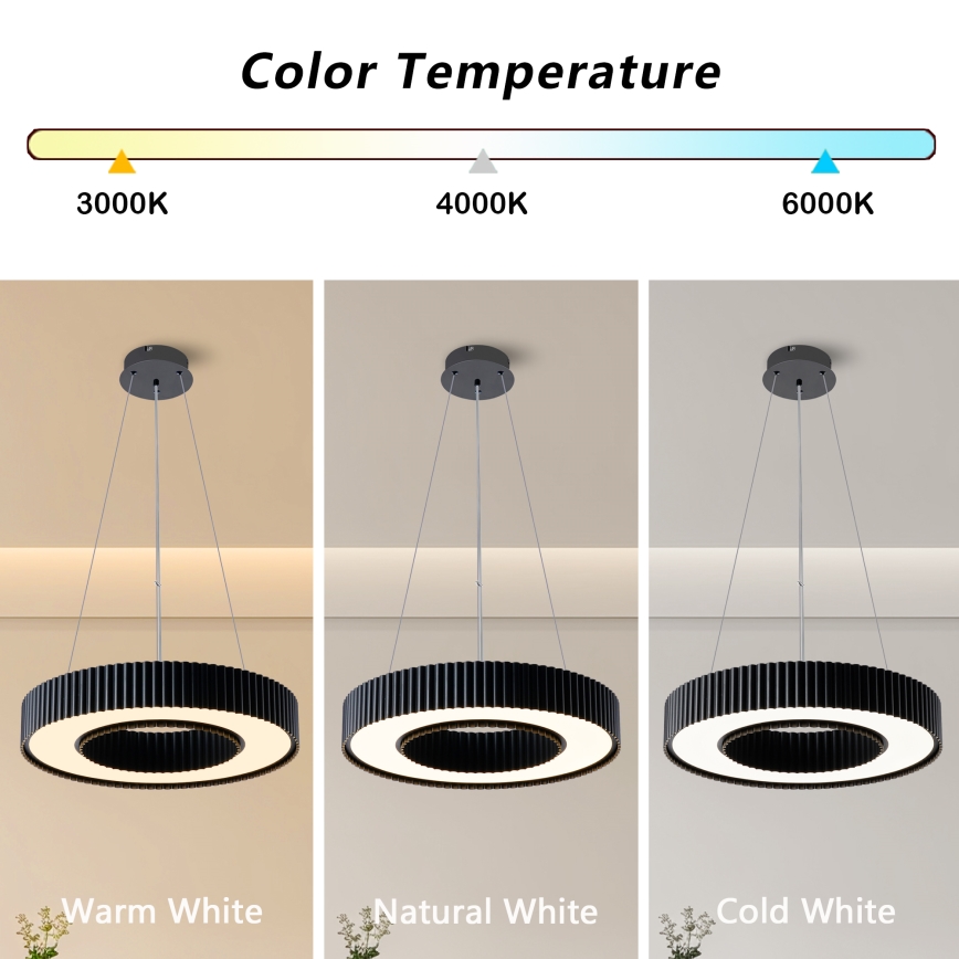 Brilagi - dimeriuojama LED liustra ant laido LUMIX LED/48W/230V 3000-6000K juoda Ø 50 cm + su nuotoliniu pultu