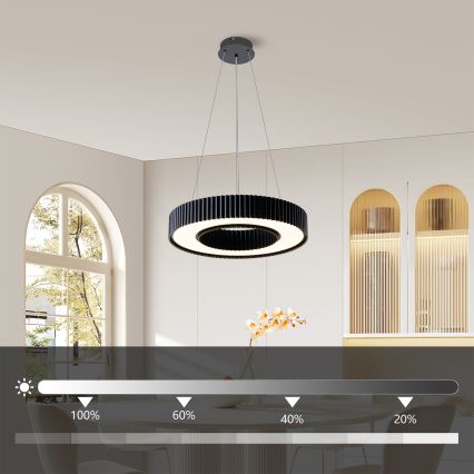 Brilagi - dimeriuojama LED liustra ant laido LUMIX LED/48W/230V 3000-6000K juoda Ø 50 cm + su nuotoliniu pultu