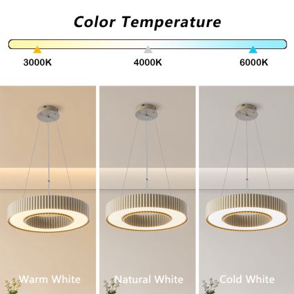 Brilagi - LED reguliuojamas pakabinamas šviestuvas ant laido LUMIX LED/48W/230V 3000-6000K smėlinis skersmuo 50 cm + nuotolinis valdymas