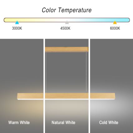 Brilagi - Dimeriuojama LED liustra SLEEKLINE SMART LED/40W/230V Wi-Fi Tuya, ąžuolo dekoras + su nuotoliniu pulteliu