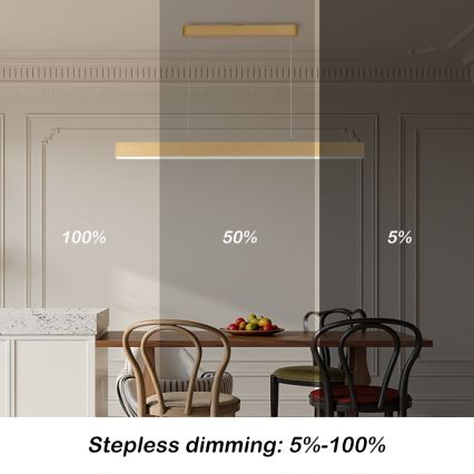 Brilagi - Dimeriuojama LED liustra SLEEKLINE SMART LED/40W/230V Wi-Fi Tuya, ąžuolo dekoras + su nuotoliniu pulteliu