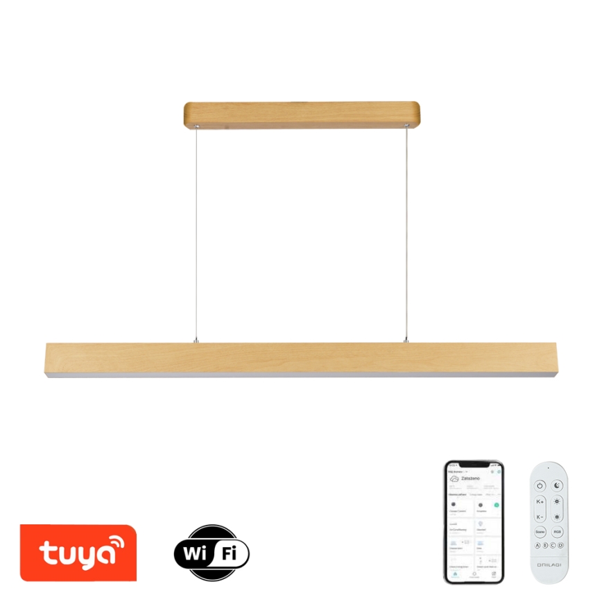 Brilagi - Dimeriuojama LED liustra SLEEKLINE SMART LED/40W/230V Wi-Fi Tuya, ąžuolo dekoras + su nuotoliniu pulteliu