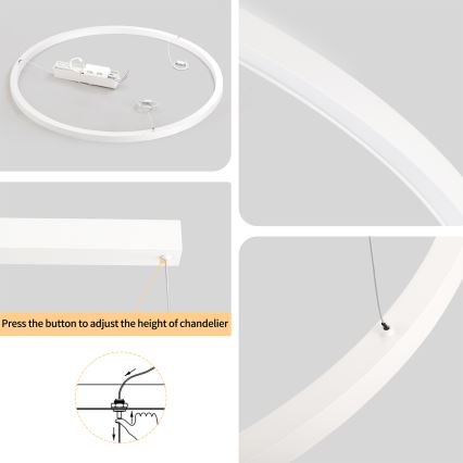 Brilagi - LED dimeriuojamas pakabinamas šviestuvas ant laido PORTOFINO LED/60W/230V 3000-6000K skers. 80 cm balta + nuotolinis valdymas