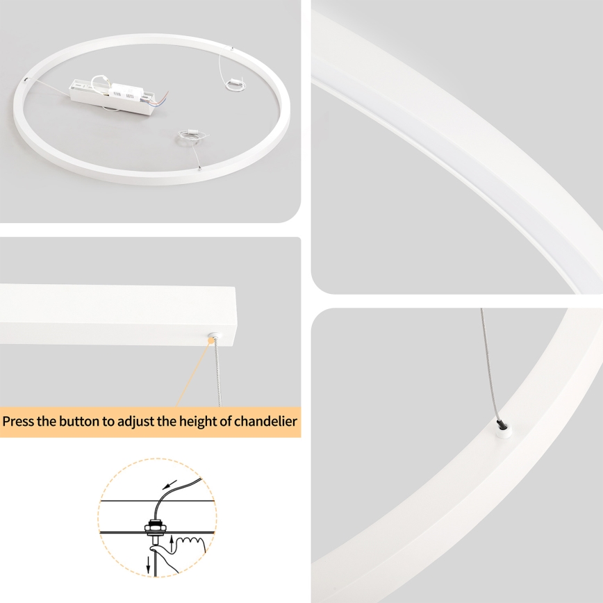 Brilagi - LED dimeriuojamas pakabinamas šviestuvas ant laido PORTOFINO LED/60W/230V 3000-6000K skers. 80 cm balta + nuotolinis valdymas