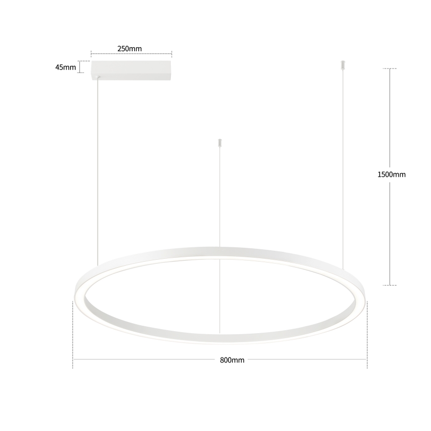 Brilagi - LED dimeriuojamas pakabinamas šviestuvas ant laido PORTOFINO LED/60W/230V 3000-6000K skers. 80 cm balta + nuotolinis valdymas