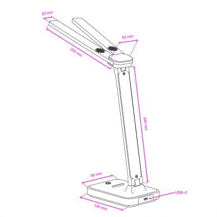 BRILAGI - reguliuojama LED stalinė lempa MODO DUO LED/8W/5V 3000/4000/6500K juoda