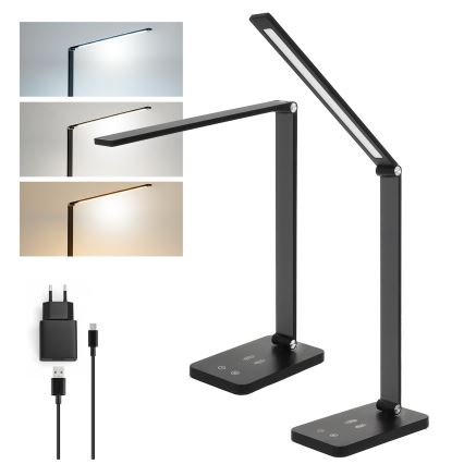 Brilagi - jutiklinis, dimeriuojamas LED stalinis šviestuvas su belaidžiu QI įkrovimu MODO CHARGE LED/7W/5V 3000/4000/6000K juodas