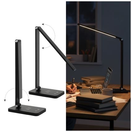 Brilagi - jutiklinis, dimeriuojamas LED stalinis šviestuvas su belaidžiu QI įkrovimu MODO CHARGE LED/7W/5V 3000/4000/6000K juodas