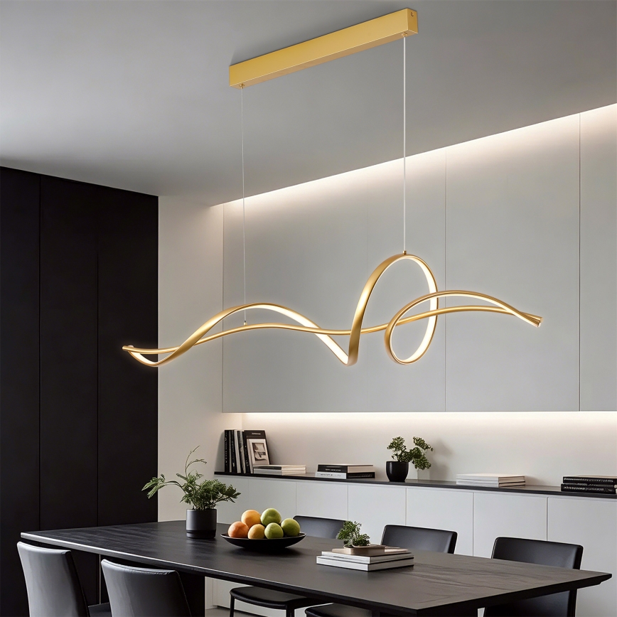 Brilagi - dimeriuojamas pakabinamas LED šviestuvas ant troselio SIGNATURE LED/55W/230V 3000-6000K 120x23 cm auksinis + nuotolinis valdymas
