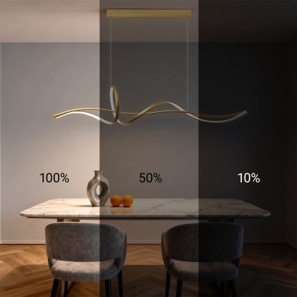 Brilagi - dimeriuojamas pakabinamas LED šviestuvas ant troselio SIGNATURE LED/55W/230V 3000-6000K 120x23 cm auksinis + nuotolinis valdymas