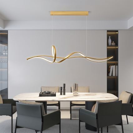Brilagi - dimeriuojamas pakabinamas LED šviestuvas ant troselio SIGNATURE LED/55W/230V 3000-6000K 120x23 cm auksinis + nuotolinis valdymas