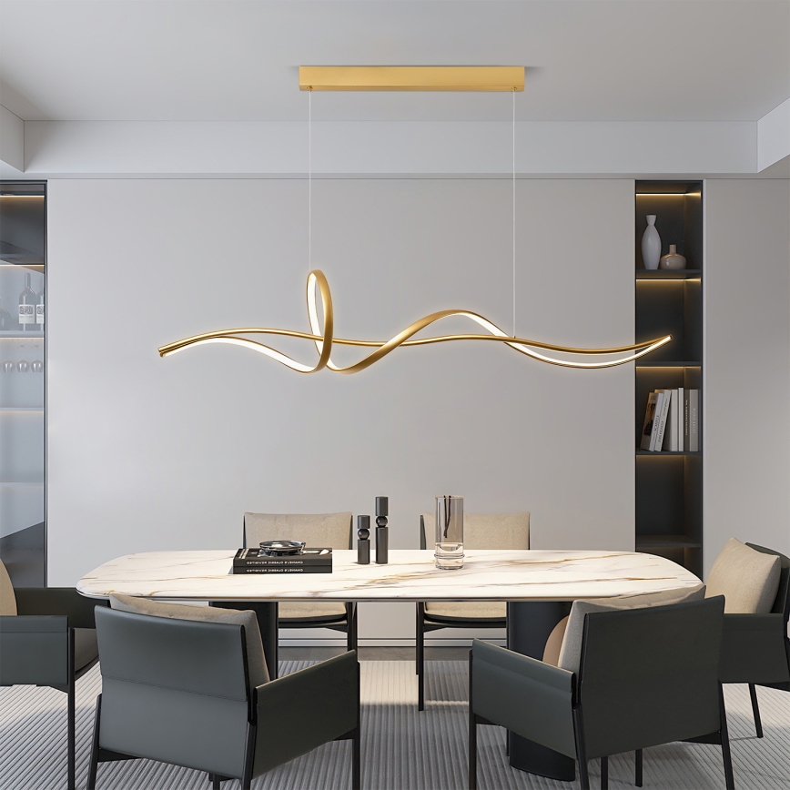 Brilagi - dimeriuojamas pakabinamas LED šviestuvas ant troselio SIGNATURE LED/55W/230V 3000-6000K 120x23 cm auksinis + nuotolinis valdymas