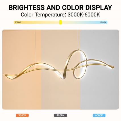 Brilagi - dimeriuojamas pakabinamas LED šviestuvas ant troselio SIGNATURE LED/55W/230V 3000-6000K 120x23 cm auksinis + nuotolinis valdymas