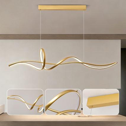Brilagi - dimeriuojamas pakabinamas LED šviestuvas ant troselio SIGNATURE LED/55W/230V 3000-6000K 120x23 cm auksinis + nuotolinis valdymas