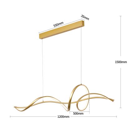 Brilagi - dimeriuojamas pakabinamas LED šviestuvas ant troselio SIGNATURE LED/55W/230V 3000-6000K 120x23 cm auksinis + nuotolinis valdymas