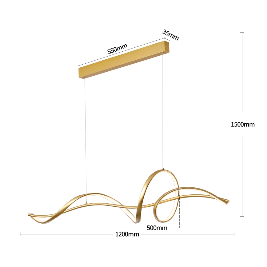 Brilagi - dimeriuojamas pakabinamas LED šviestuvas ant troselio SIGNATURE LED/55W/230V 3000-6000K 120x23 cm auksinis + nuotolinis valdymas