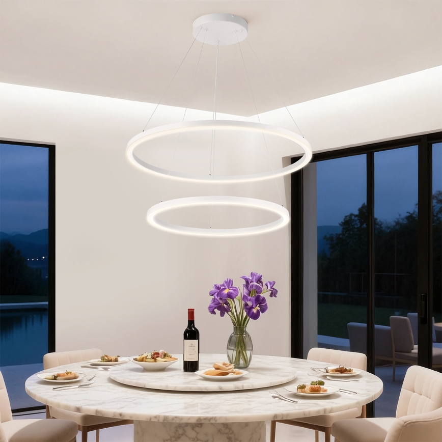 Brilagi - LED dimeriuojama pakabinama liustra ant laido PORTOFINO LED/98W/230V 3000-6000K skersmuo 80 cm balta + nuotolinis valdymas