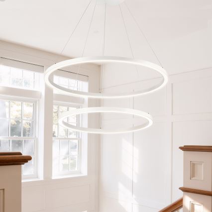 Brilagi - LED dimeriuojama pakabinama liustra ant laido PORTOFINO LED/98W/230V 3000-6000K skersmuo 80 cm balta + nuotolinis valdymas