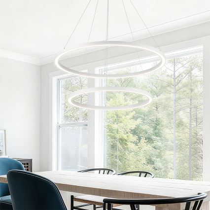 Brilagi - LED dimeriuojama pakabinama liustra ant laido PORTOFINO LED/98W/230V 3000-6000K skersmuo 80 cm balta + nuotolinis valdymas