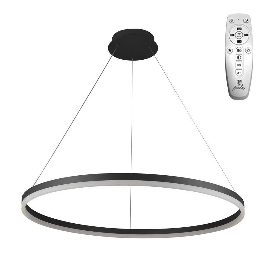 Brilagi - dimeriuojama LED liustra ant laido CIRCLE LED/55W/230V 3000-6500K Ø 80 cm juoda + nuotolinis valdymas