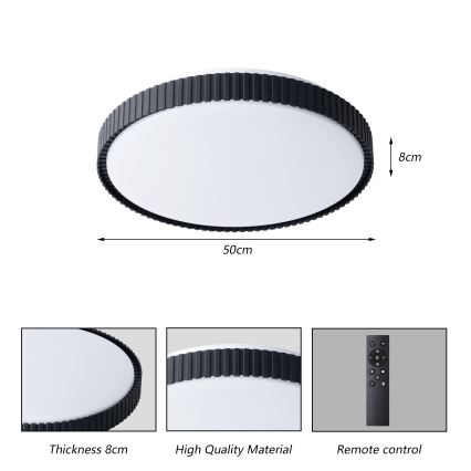 Brilagi - LED dimeriuojamas lubinis šviestuvas CORVO LED/72W/230V 3000-6000K juodas skersmuo 50 cm + su nuotoliniu valdymu