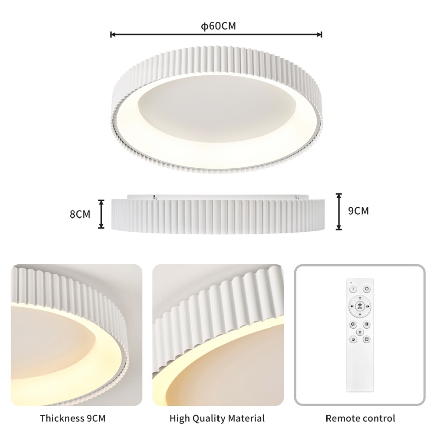 BRILAGI - Dimeriuojamas LED lubų šviestuvas FALCON MODERN LED/54W/230V 3000-6000K skers. 60 cm balta + nuotolinis pultelis