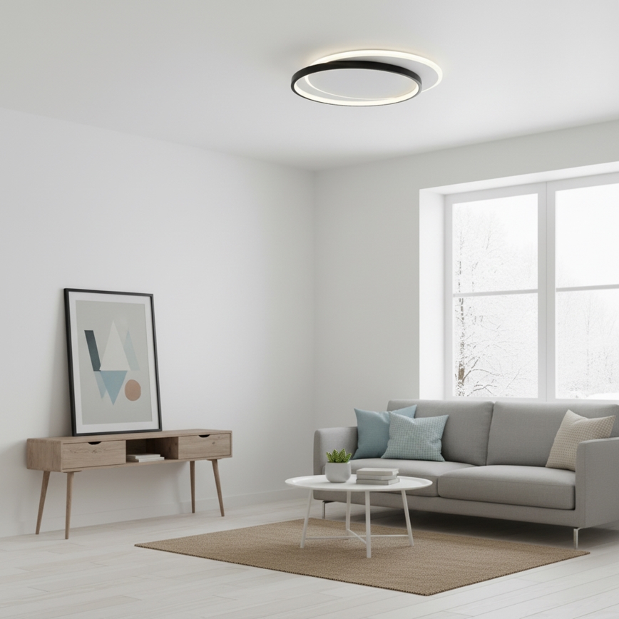 Brilagi - Dimeriu reguliuojamas LED lubų šviestuvas FLARE LED/48W/230V 3000-6000K 39,5x45 cm balta/juoda + nuotolinis valdymas