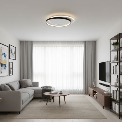 Brilagi - Dimeriu reguliuojamas LED lubų šviestuvas FLARE LED/48W/230V 3000-6000K 39,5x45 cm balta/juoda + nuotolinis valdymas