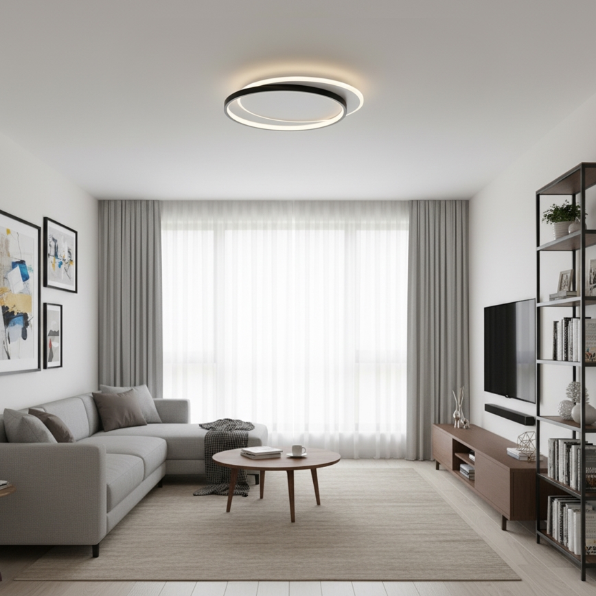 Brilagi - Dimeriu reguliuojamas LED lubų šviestuvas FLARE LED/48W/230V 3000-6000K 39,5x45 cm balta/juoda + nuotolinis valdymas