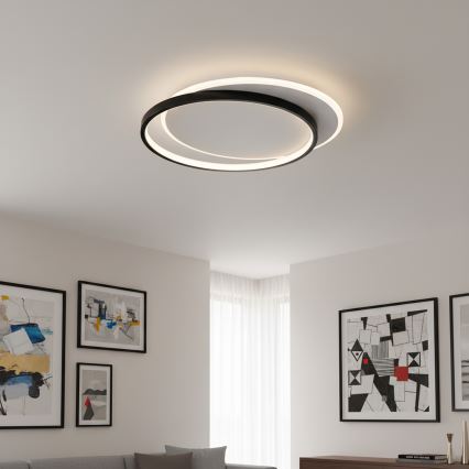 Brilagi - Dimeriu reguliuojamas LED lubų šviestuvas FLARE LED/48W/230V 3000-6000K 39,5x45 cm balta/juoda + nuotolinis valdymas