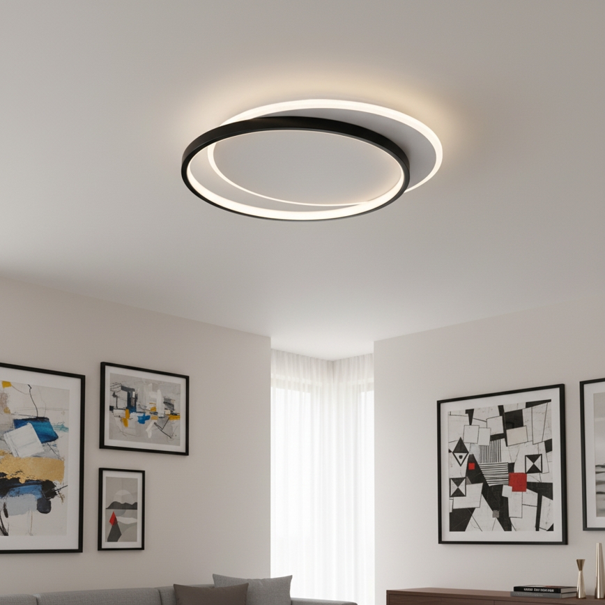 Brilagi - Dimeriu reguliuojamas LED lubų šviestuvas FLARE LED/48W/230V 3000-6000K 39,5x45 cm balta/juoda + nuotolinis valdymas