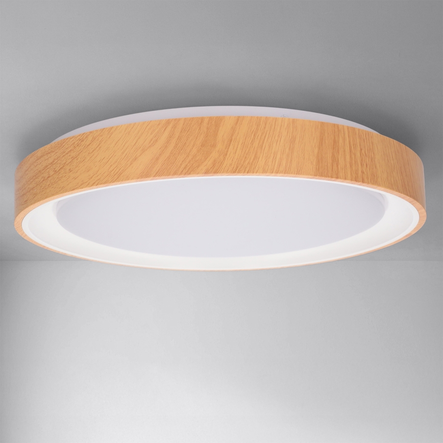 Brilagi - Dimeriuojamas LED lubų šviestuvas FLOCO LED/48W/230V, skersmuo 40 cm, medžio dekoras/balta + nuotolinis valdymas