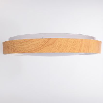 Brilagi - Dimeriuojamas LED lubų šviestuvas FLOCO LED/48W/230V, skersmuo 40 cm, medžio dekoras/balta + nuotolinis valdymas