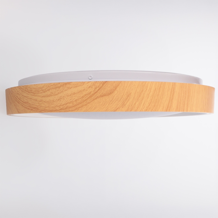 Brilagi - Dimeriuojamas LED lubų šviestuvas FLOCO LED/48W/230V, skersmuo 40 cm, medžio dekoras/balta + nuotolinis valdymas
