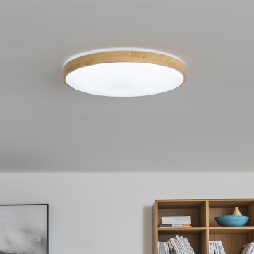Brilagi - reguliuojamas LED lubinis šviestuvas MANAROLA LED/24W/230V skersmuo 42 cm 3000-6500K ąžuolas + nuotolinis valdymas