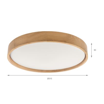 Brilagi - reguliuojamas LED lubinis šviestuvas MANAROLA REMOTE LED/36W/230V 3000-6500K, skersmuo 51 cm, ąžuolo spalvos + nuotolinis valdymas