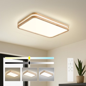 BRILAGI - Reguliuojamas LED lubinis šviestuvas MOLINA SQUARE LED/54W/230V 3000-6000K ąžuolas 60x40 cm + su nuotoliniu pulteliu