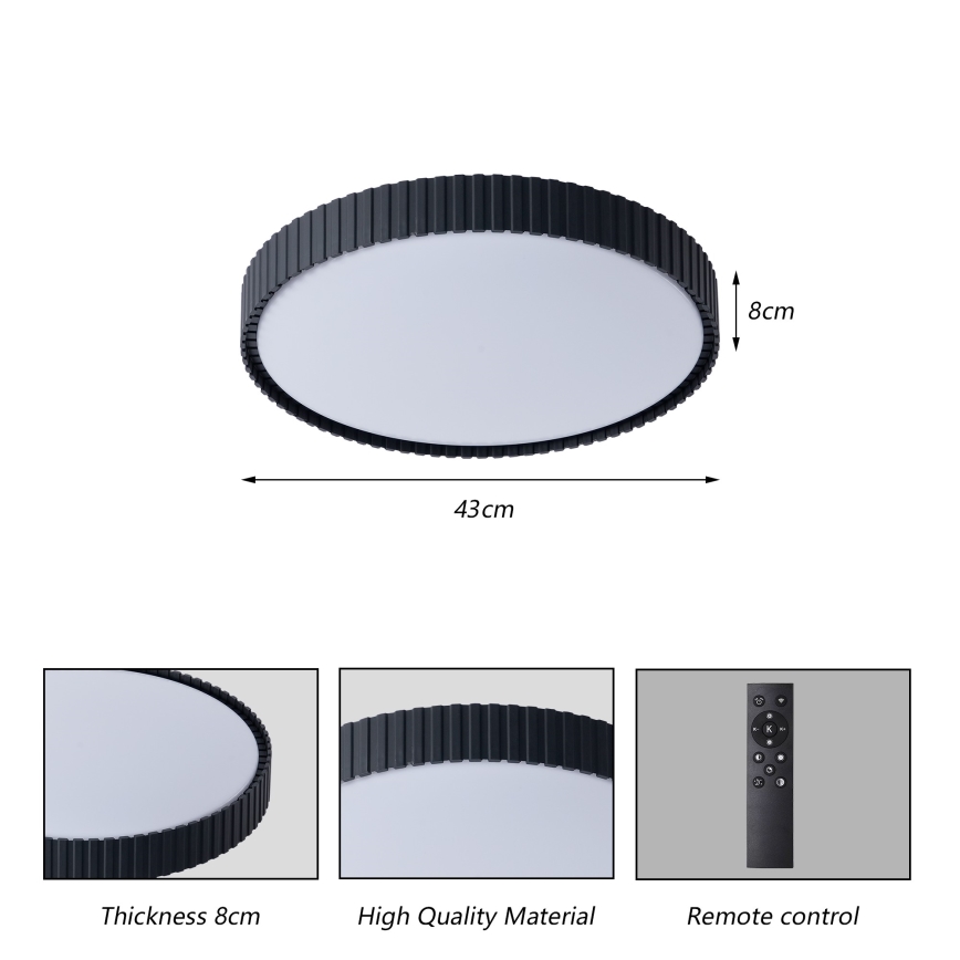 Brilagi - dimeriuojamas LED lubų šviestuvas ORINO LED/54W/230V 3000-6000K juoda skersm. 43 cm + su nuotoliniu pulteliu
