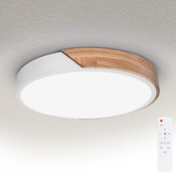 Brilagi - reguliuojamas LED lubinis šviestuvas PILANA LED/48W/230V ąžuolo/baltos spalvos, skersmuo 40 cm + nuotolinis valdymas