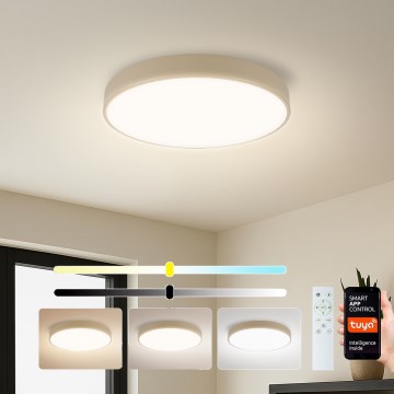 Brilagi - reguliuojamas LED lubinis šviestuvas POOL SMART LED, 48 W, 230 V, 3000–6000 K, Ø 40 cm, Wi‑Fi Tuya, smėlio spalvos + nuotolinis valdymas