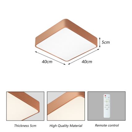 BRILAGI - Dimeriuojamas LED lubinis šviestuvas POOL SQUARE LED/36W/230V 3000-6000K 40x40 cm bronzinis + su nuotoliniu pulteliu
